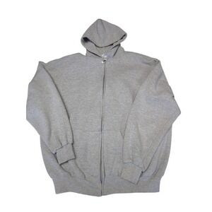 Vtg 90s Russell Athletic Full Zip Hoodie XXXL 3XL Made in USA Gray Poly Cotton